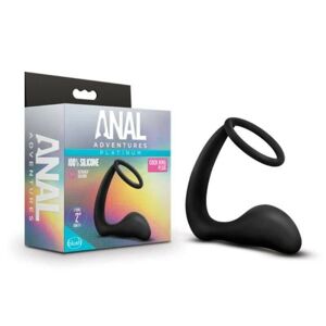 Anal Adventures Platinum - análny vibrátor s krúžkom na penis (čierny)