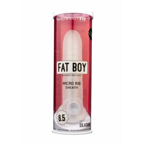 Fat Boy Micro Ribbed - návlek na penis (17 cm) - mliečne biely
