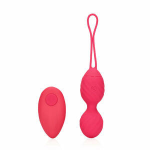 Loveline - Rechargeable, Radio-Controlled, Ribbed Vibrating Kegel Ball (Pink)