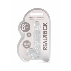 REALROCK - priehľadný realistický dildo - krištáľový (15cm)