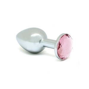 Rimba XS - kovový análny kolík s ružovým kamienkom (strieborný)
