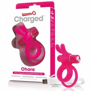 Screaming Charged Ohare - nabíjací krúžok na penis so zajačikom (ružový)