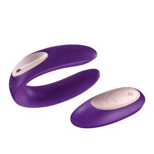 Satisfyer Double Plus Remote - rádiový, nabíjateľný párový vibrátor (fialový)