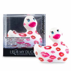 My Duckie Romance 2.0 - vodotesný vibrátor na klitoris - kačička so srdiečkami (bielo-ružová)